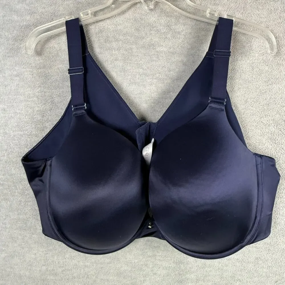 Cacique 48DD Smooth Boost Plunge Underwire Bra Navy Blue